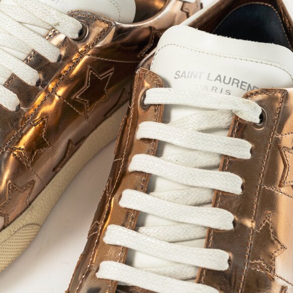 Saint Laurent SL/06 Gold Patent Star Low-Top Sneakers - Picture 7 of 12